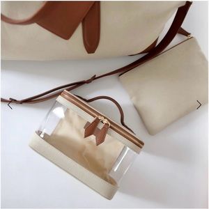 Henny + Lev The Max Makeup Trunk Bag Cream and Brown One Size